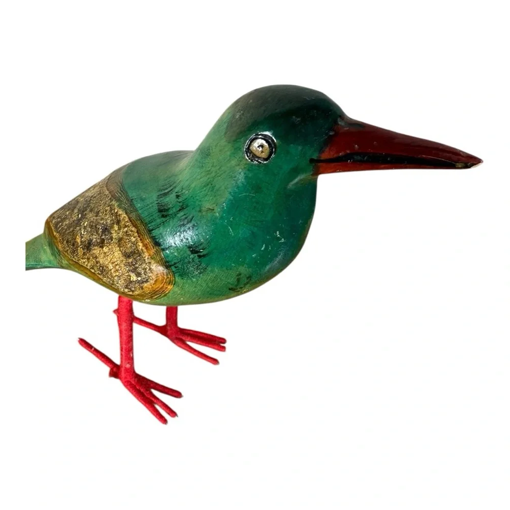 Handcrafted Green‎ and Red Bird Figurine